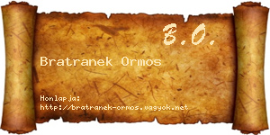 Bratranek Ormos névjegykártya
